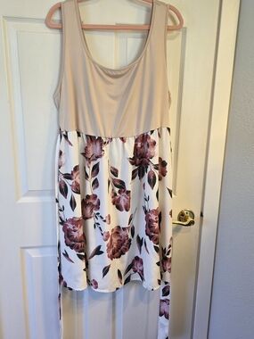 SHEIN Beige Tank Top Floral Midi Dress in White and Rose